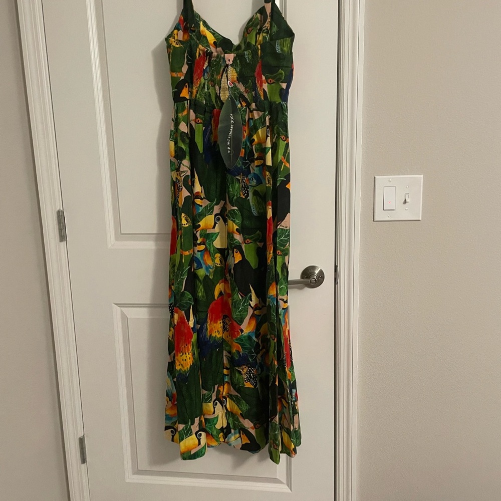 FARM Rio Green and Yellow Tropical Maxi Dress